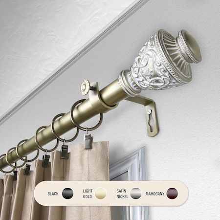 Central Design 1 in. Ron Curtain Rod with 160 to 240 in. Extension, Light Gold 100-09-1603
